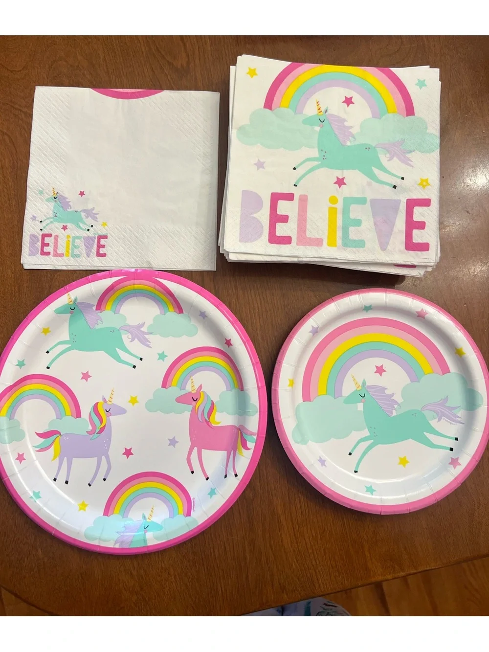 New Unicorn Rainbow Party Plates and Napkins Set 